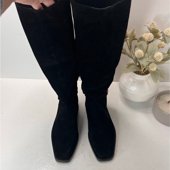 Sam Edelman Clive Suede Knee High Horse Bit Riding Boots Black Women 6 Tried On - Picture 4 of 9